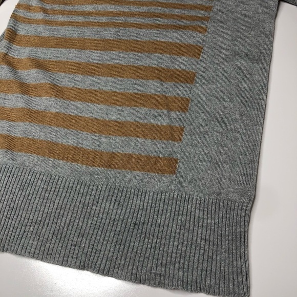 Smart SET Grey & Brown Striped V-neck 3/4 Sleeve Pullover Lightweight Sweater - Picture 10 of 13